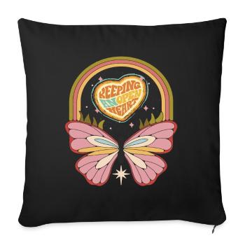 Rétro Butterfly Motivation Dicton avec des fesses mignonnes - Housse de coussin décorative 45 x 45 cm - noir - Devant
