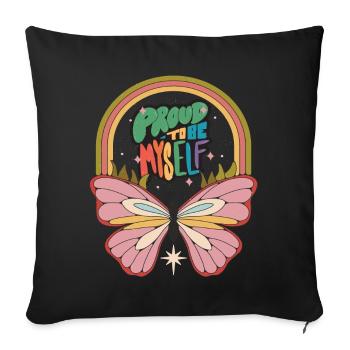 Papillon fier dicton motivant avec des fesses mignonnes - Housse de coussin décorative 45 x 45 cm - noir - Devant