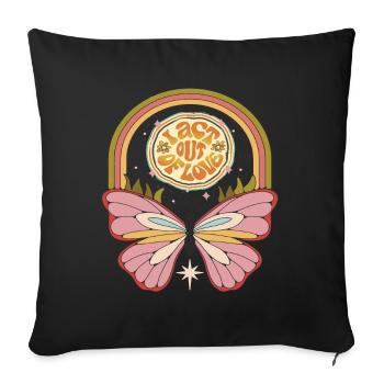 Hippie Butterfly Motivational Saying with Cute But - Sofa pillowcase 17,3'' x 17,3'' (45 x 45 cm) - black - Front