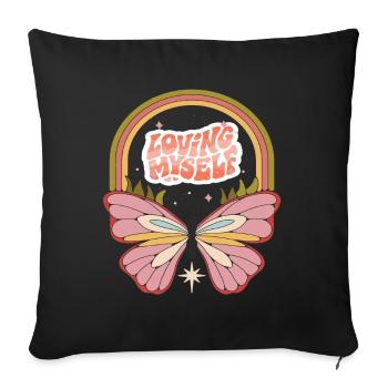Butterfly Myself Motivation Dicton avec Cute But - Housse de coussin décorative 45 x 45 cm - noir - Devant