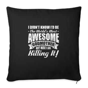 Marraine Tante Marraine Baptême Nièce Neveu Cadeau - Housse de coussin décorative 45 x 45 cm - noir - Devant