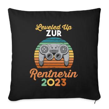 Pension 2023 Pensionärin Gamer Zocken Ruhestand Re - Sofakissenbezug 45 x 45 cm - Schwarz - Vorne