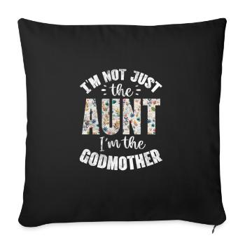 Marraine Tante Marraine Baptême Nièce Neveu Cadeau - Housse de coussin décorative 45 x 45 cm - noir - Devant