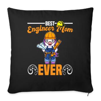 Best Engineer Mom Ever Construction Worker Mommy - Sofa pillowcase 17,3'' x 17,3'' (45 x 45 cm) - black - Front
