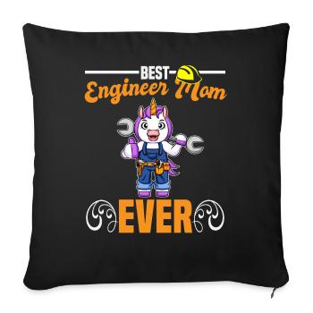 Best Engineer Mom Ever Construction Worker Mommy - Sofa pillowcase 17,3'' x 17,3'' (45 x 45 cm) - black - Front