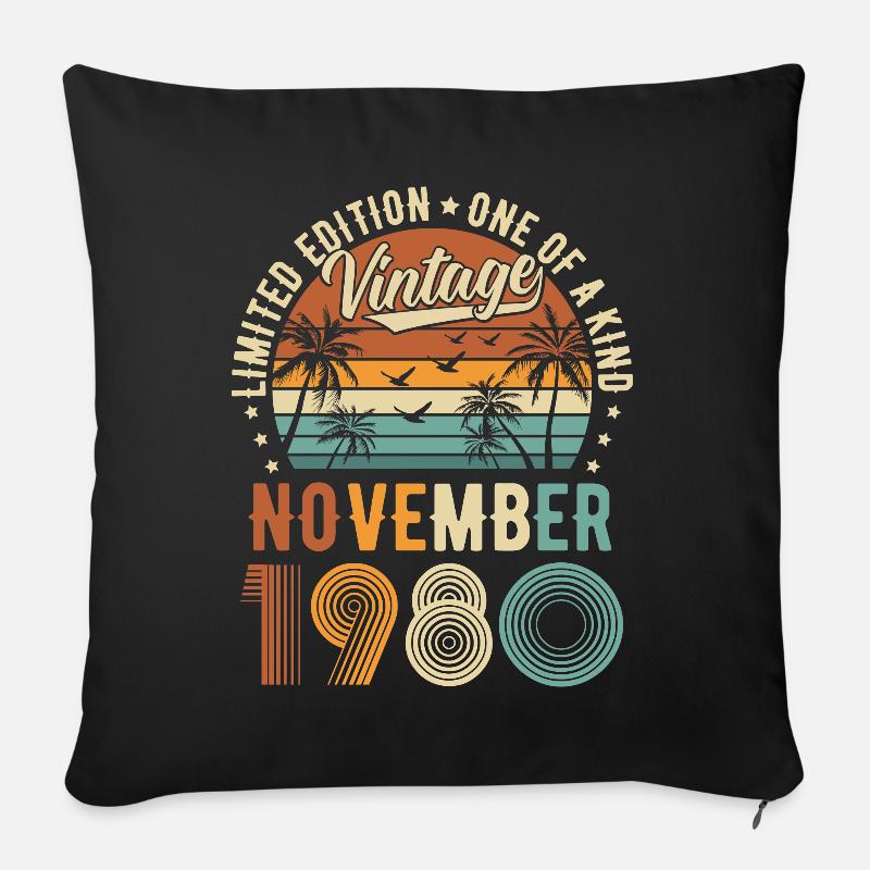 Limited Edition November 1980 Geburtstag Geschenk - Sofakissenbezug 45 x 45 cm - Schwarz