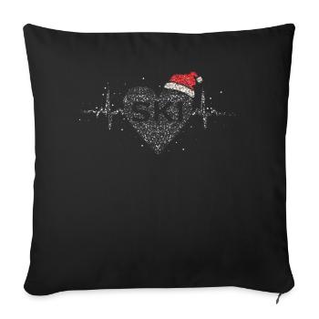 Skieurs Skieurs Sports d’hiver Noël Saint-Nicolas - Housse de coussin décorative 45 x 45 cm - noir - Devant