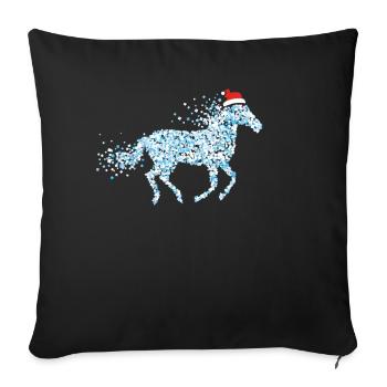 Horse Ponies Horse Girl Christmas Outfit Noël - Housse de coussin décorative 45 x 45 cm - noir - Devant