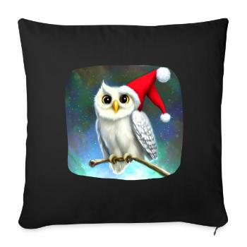 Weihnachtsmotiv Schneeeule - Sofakissenbezug 45 x 45 cm - Schwarz - Vorne