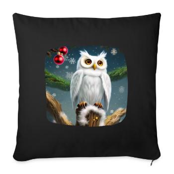 Weihnachtsmotiv Schneeeule - Sofakissenbezug 45 x 45 cm - Schwarz - Vorne