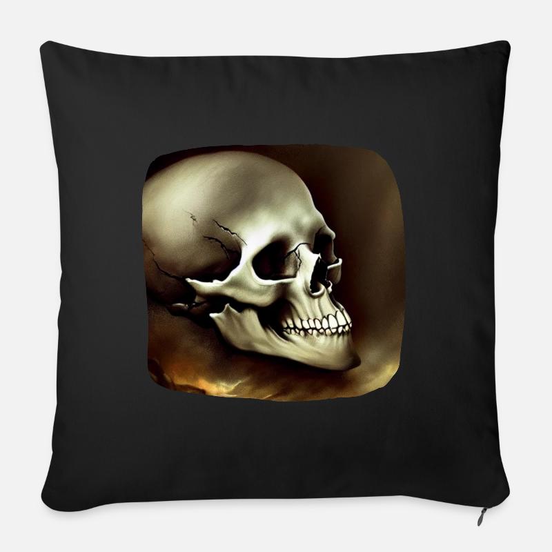 Totenkopf für Rocker - Sofakissenbezug 45 x 45 cm - Schwarz