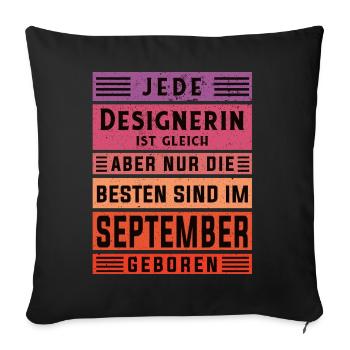 Illustrator Geburtstag September geboren - Sofakissenbezug 45 x 45 cm - Schwarz - Vorne