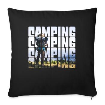 camping - Sofa pillowcase 17,3'' x 17,3'' (45 x 45 cm) - black - Front