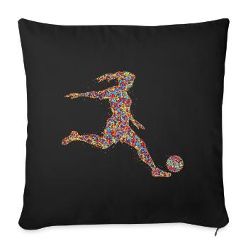 Soccer Filles Joueuse de soccer Femmes - Housse de coussin décorative 45 x 45 cm - noir - Devant