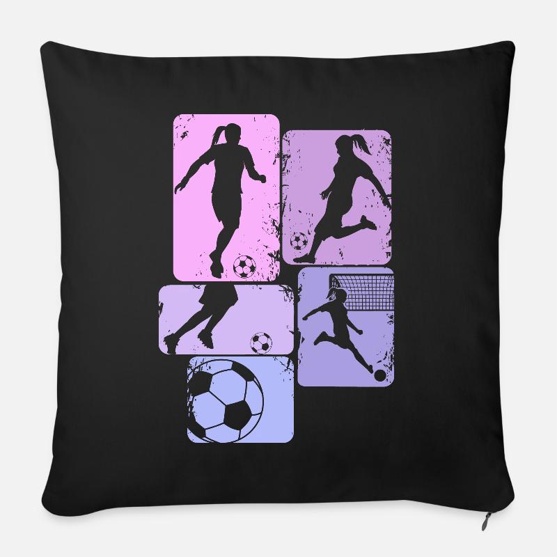 Fußball Mädchen Fußballerin Damen - Sofakissenbezug 45 x 45 cm - Schwarz