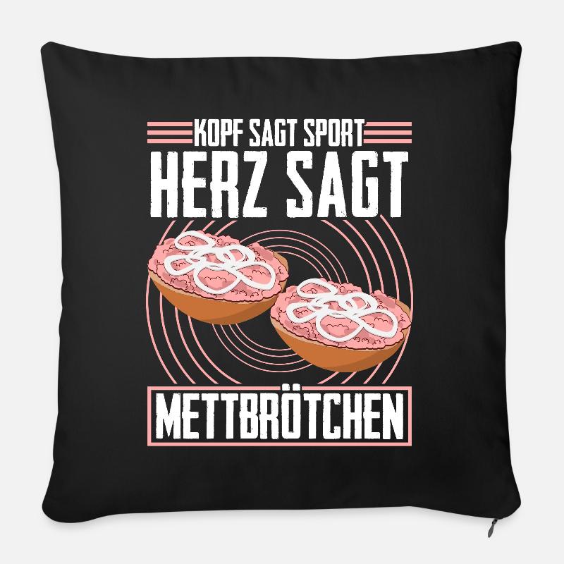 Hackfleisch Mett Mettbrötchen - Sofakissenbezug 45 x 45 cm - Schwarz