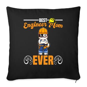 Meilleure maman ingénieure Jamais ouvrière de la construction Maman - Housse de coussin décorative 45 x 45 cm - noir - Devant