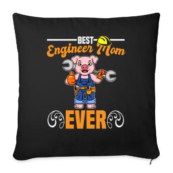 Meilleure maman ingénieure Jamais ouvrière de la construction Maman - Housse de coussin décorative 45 x 45 cm - noir - Devant