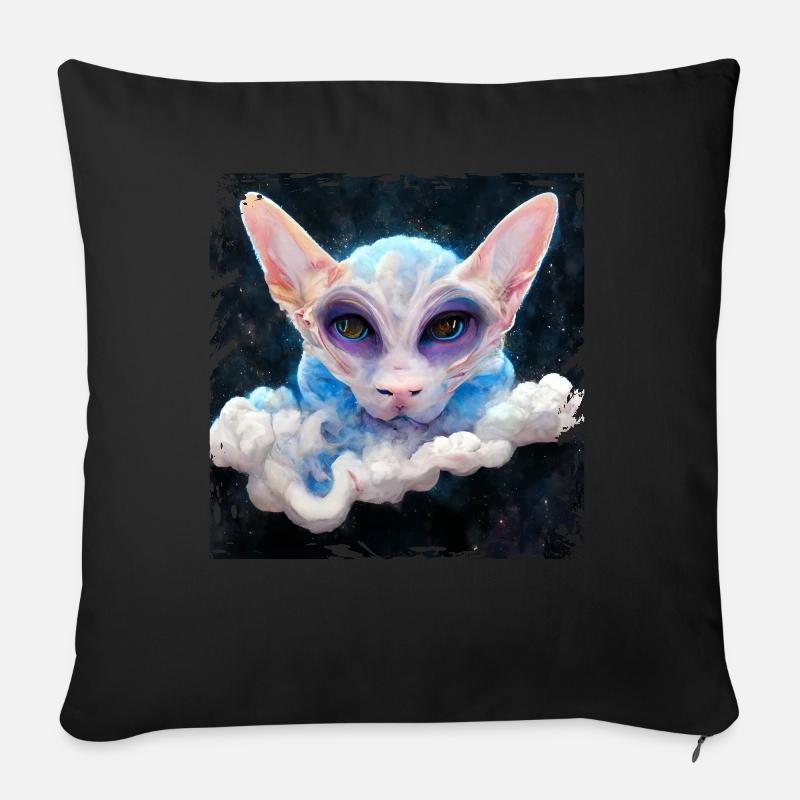 Sphinx Cat Occult Helestial Space Hexerei - Sofakissenbezug 45 x 45 cm - Schwarz