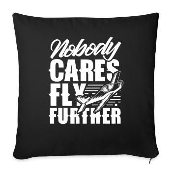 Tout le monde s’en fout Voler en vol pilote - Housse de coussin décorative 45 x 45 cm - noir - Devant