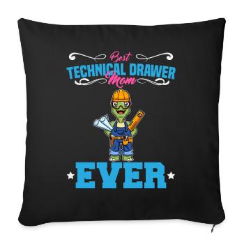 Meilleur dessinateur technique Maman Jamais drôle Archtect Cadeau - Housse de coussin décorative 45 x 45 cm - noir - Devant