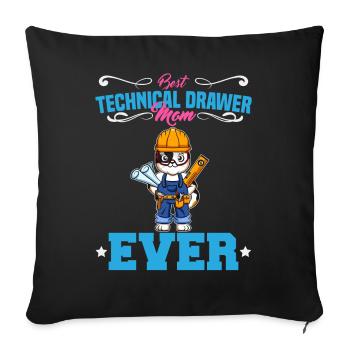 Meilleur dessinateur technique Maman Jamais drôle Archtect Cadeau - Housse de coussin décorative 45 x 45 cm - noir - Devant