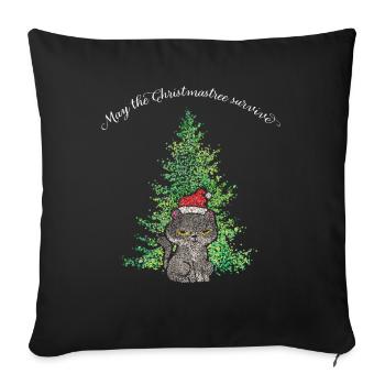 Christmas muffle Catmas Cat Anti Christmas tree - Sofa pillowcase 17,3'' x 17,3'' (45 x 45 cm) - black - Front