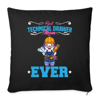 Meilleur dessinateur technique Maman Jamais drôle Archtect Cadeau - Housse de coussin décorative 45 x 45 cm - noir - Devant