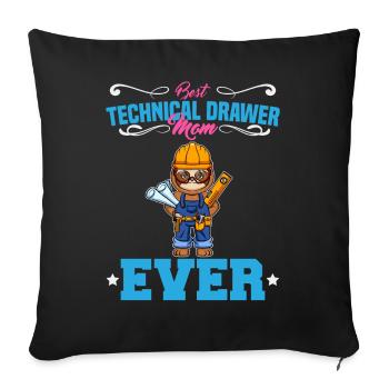 Meilleur dessinateur technique Maman Jamais drôle Archtect Cadeau - Housse de coussin décorative 45 x 45 cm - noir - Devant