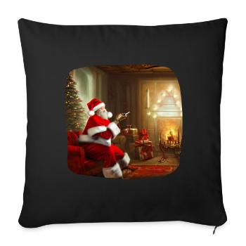 Santa Claus in the living room - Sofa pillowcase 17,3'' x 17,3'' (45 x 45 cm) - black - Front