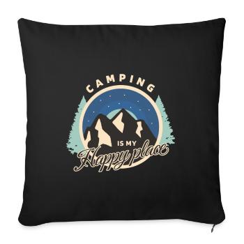 Camping - Camping is my Happy place - Sofakissenbezug 45 x 45 cm - Schwarz - Vorne