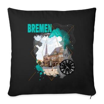 Brême Allemagne City Skyline Vintage Retro - Housse de coussin décorative 45 x 45 cm - noir - Devant