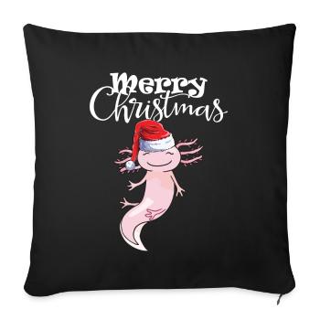 Merry Christmas Axolotl Christmas Hat Funny - Sofa pillowcase 17,3'' x 17,3'' (45 x 45 cm) - black - Front