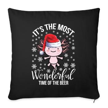 Axolotl Christmas Hat Merry Christmas - Sofa pillowcase 17,3'' x 17,3'' (45 x 45 cm) - black - Front