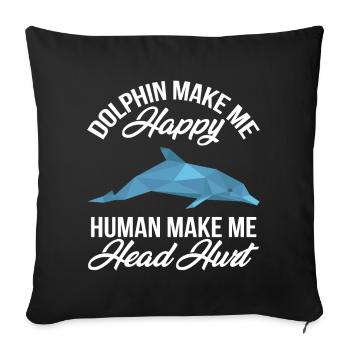 Dolphin Luck Whale Dolphins Underwater World Ocean - Sofa pillowcase 17,3'' x 17,3'' (45 x 45 cm) - black - Front