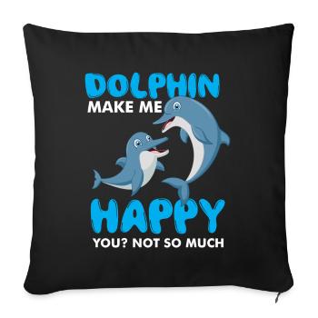 Cute Dolphins Funny Whales Underwater World - Sofa pillowcase 17,3'' x 17,3'' (45 x 45 cm) - black - Front
