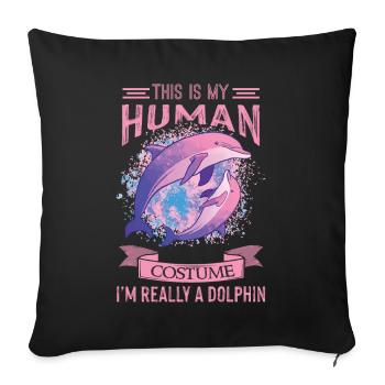 Dolphin Costume Whale Cute Dolphins Underwater World - Sofa pillowcase 17,3'' x 17,3'' (45 x 45 cm) - black - Front