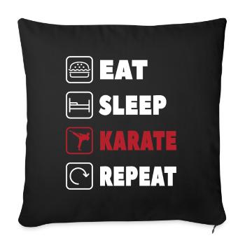 Eat Sleep Karate Repeat Lustiges japan Kampfsport - Sofakissenbezug 45 x 45 cm - Schwarz - Vorne
