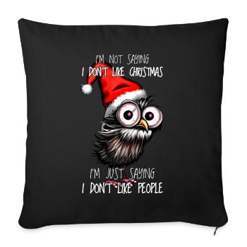 Chouette de Noël Hibou de Noël Cadeau de Hiboux de Noël - Housse de coussin décorative 45 x 45 cm - noir - Devant
