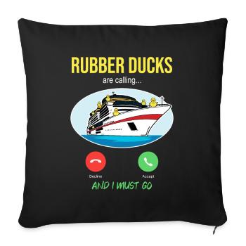 Les canards en caoutchouc appellent les navires de chasse aux canards de croisière mer - Housse de coussin décorative 45 x 45 cm - noir - Devant