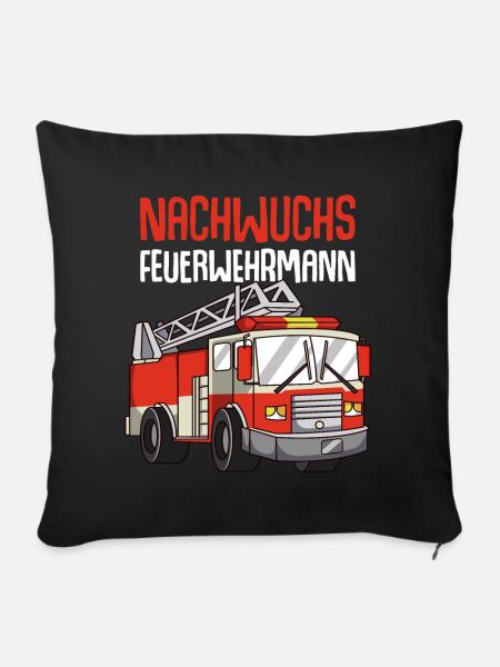 Feuerwehr Nachwuchs Feuerwehrmann Kinder - Sofakissenbezug 45 x 45 cm - Schwarz