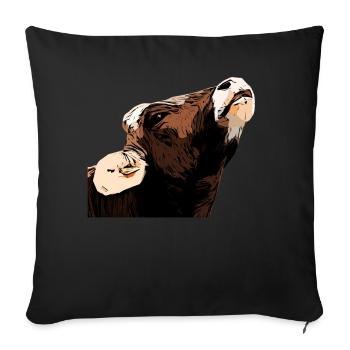 Landwirt Rind Tierkopf Motiv Aufdruck mit Stier - Sofakissenbezug 45 x 45 cm - Schwarz - Vorne