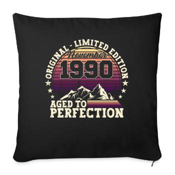 November vintage 1990 - 32nd birthday gift - Sofa pillowcase 17,3'' x 17,3'' (45 x 45 cm) - black - Front