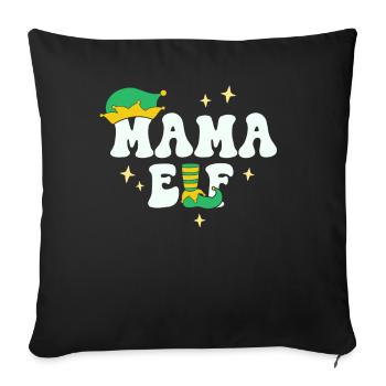 Maman Elfe Matching Famille Noël Groupe Noël Maman - Housse de coussin décorative 45 x 45 cm - noir - Devant
