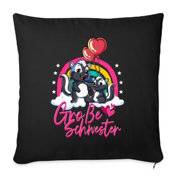 Große Schwester Stinktier - Sofakissenbezug 45 x 45 cm - Schwarz - Vorne