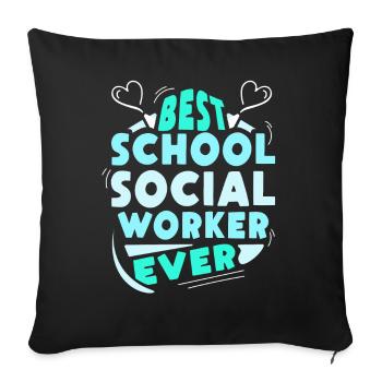 Meilleur travailleur social scolaire de tous les temps - Housse de coussin décorative 45 x 45 cm - noir - Devant