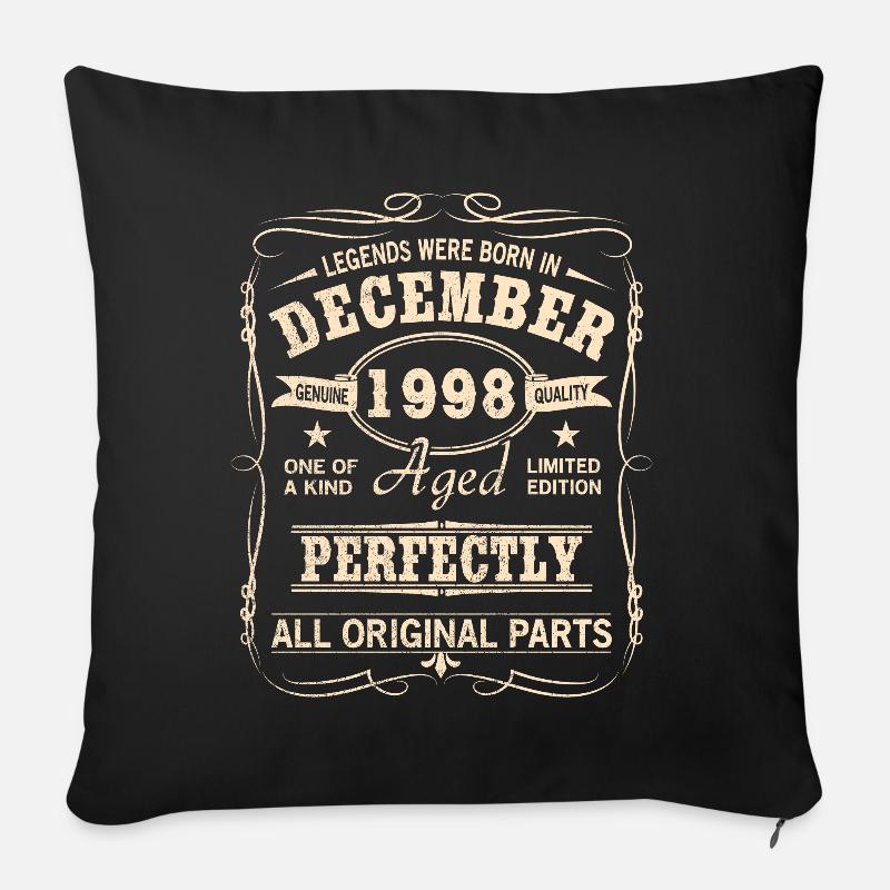 Millésime Décembre 1998 Anniversaire - Housse de coussin décorative 45 x 45 cm - noir