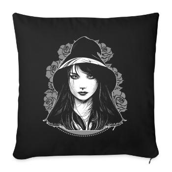 Hexenporträt Schöne Wicca Frau okkult - Sofakissenbezug 45 x 45 cm - Schwarz - Vorne