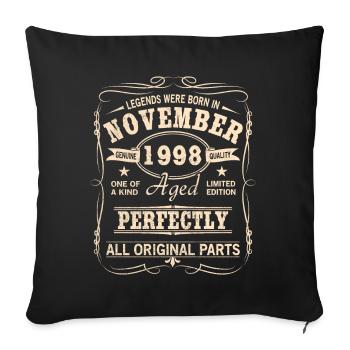 Millésime novembre 1998 anniversaire - Housse de coussin décorative 45 x 45 cm - noir - Devant