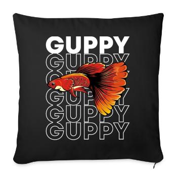 Guppy Fish 80's Style Tropical Fish Keeper - Housse de coussin décorative 45 x 45 cm - noir - Devant